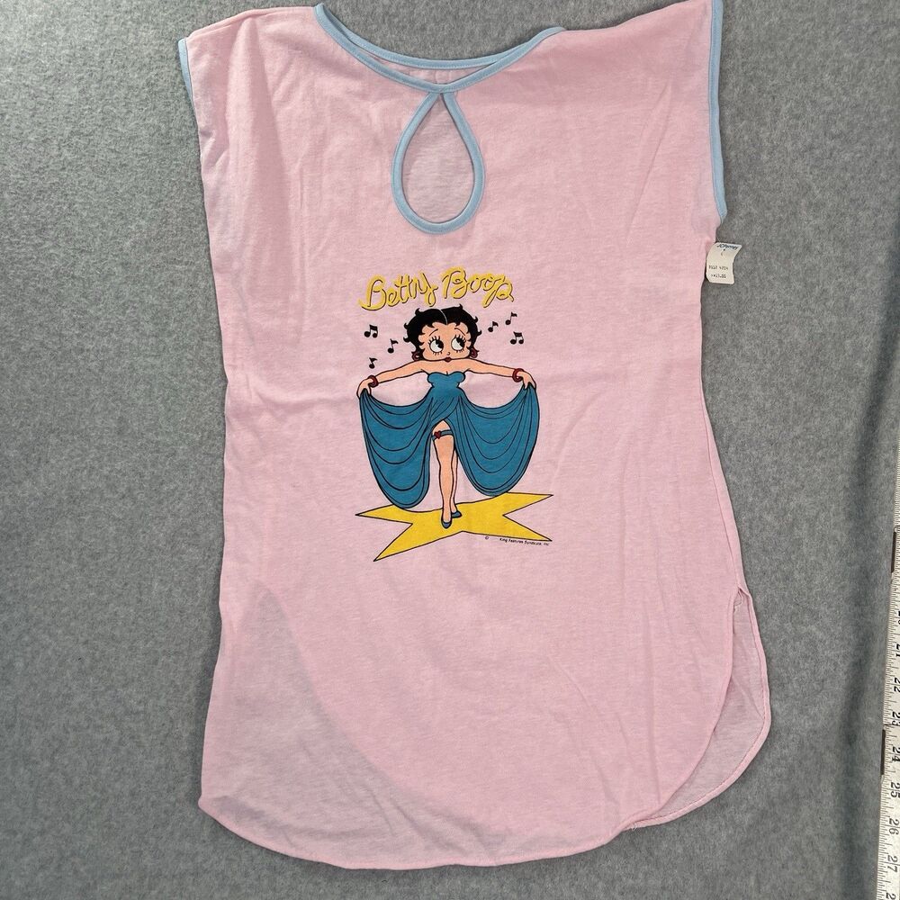 Vintage 80s Betty Boop T Shirt Night Tank Top Pink Cartoon King Features Large